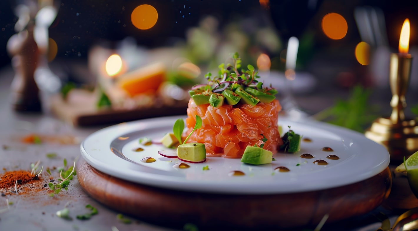 Tartare de saumon aux cébettes et avocat